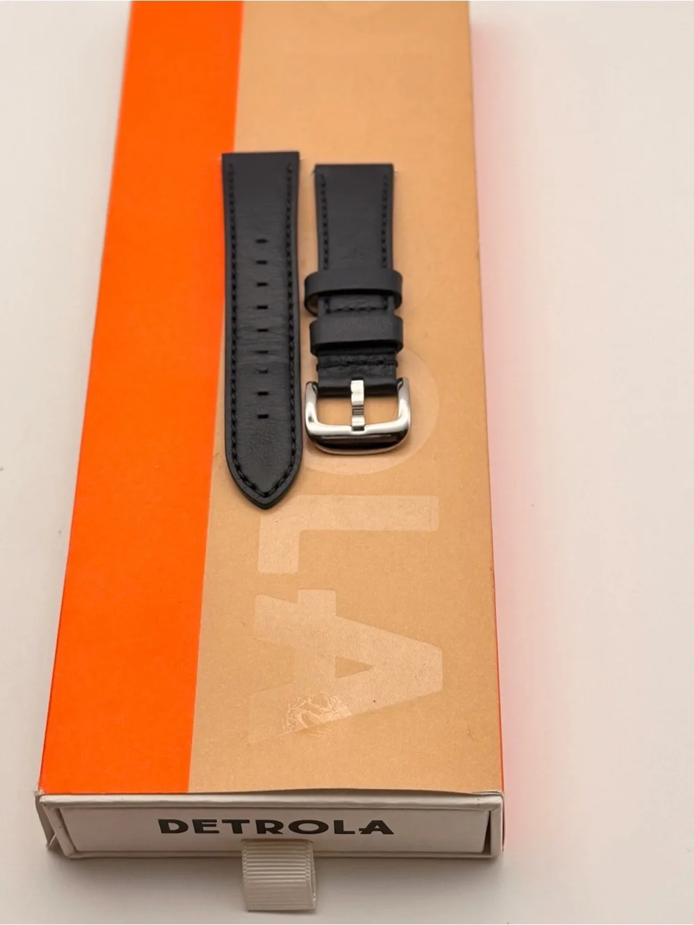 Detrola Premium Leather Watch Band, Blue & Silver, Excellent, Original Box